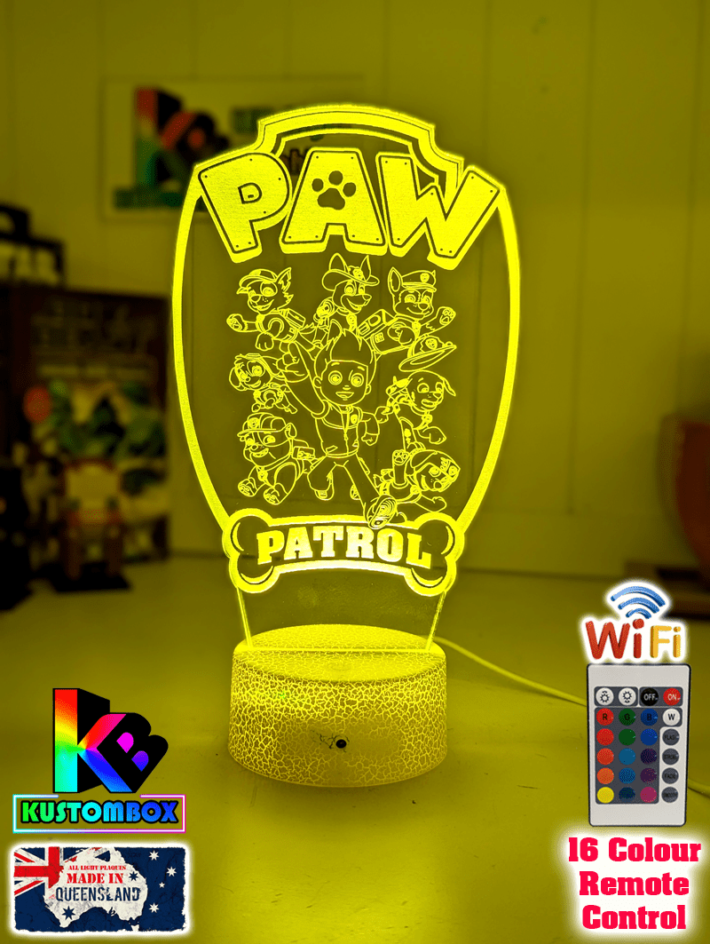 Paw Patrol Gang Personalised Name 3D LED Night Light Lamp - KustomboxNight Lights & Ambient LightingKustomboxStandard Size - No Name