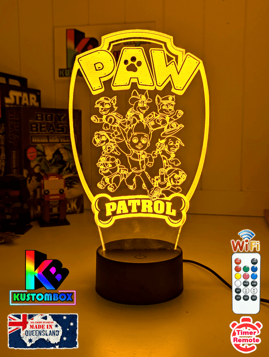 Paw Patrol Gang Personalised Name 3D LED Night Light Lamp - KustomboxNight Lights & Ambient LightingKustomboxStandard Size - No Name