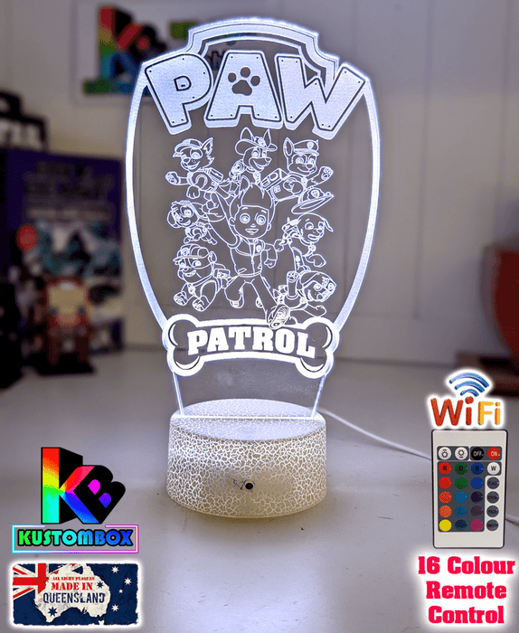 Paw Patrol Gang Personalised Name 3D LED Night Light Lamp - KustomboxNight Lights & Ambient LightingKustomboxStandard Size - No Name