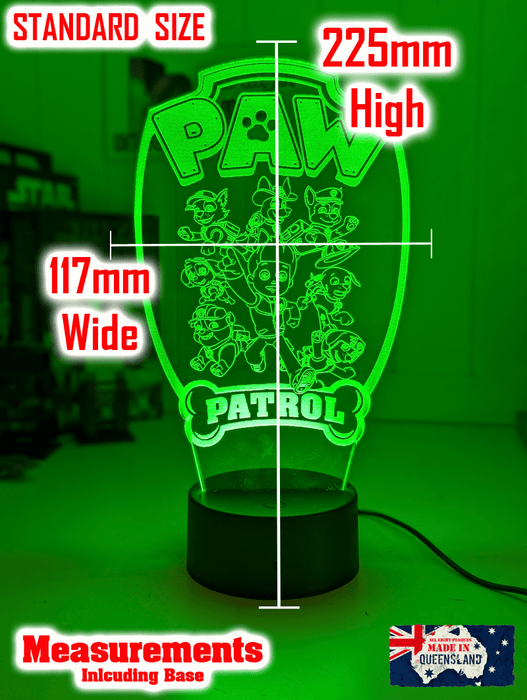 Paw Patrol Gang Personalised Name 3D LED Night Light Lamp - KustomboxNight Lights & Ambient LightingKustomboxStandard Size - No Name