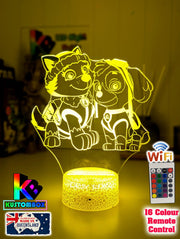 Paw Patrol Skye & Everest Personalised Name 3D LED Night Light Lamp - KustomboxNight Lights & Ambient LightingKustomboxStandard Size - No Name
