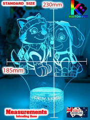 Paw Patrol Skye & Everest Personalised Name 3D LED Night Light Lamp - KustomboxNight Lights & Ambient LightingKustomboxStandard Size - No Name