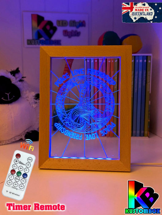 Peace Love Friendship Personalised Name Timber Frame USB 3D LED Night Light Lamp - KustomboxNight Lights & Ambient LightingKustomboxTimber Frame Light - $34.99