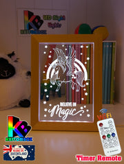 Pegasus Unicorn Pony Personalised Name Timber Frame USB 3D LED Night Light Lamp - KustomboxNight Lights & Ambient LightingKustomboxTimber Frame Light - $34.99