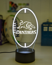 Penrith Panthers logo 3D acrylic light with 16-colour remote, ideal NRL gift for bedroom or bar, ball shaped logo 