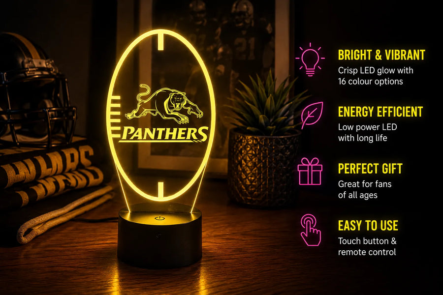Penrith Panthers Ball Shaped Personalised 3D LED Night Light Lamp