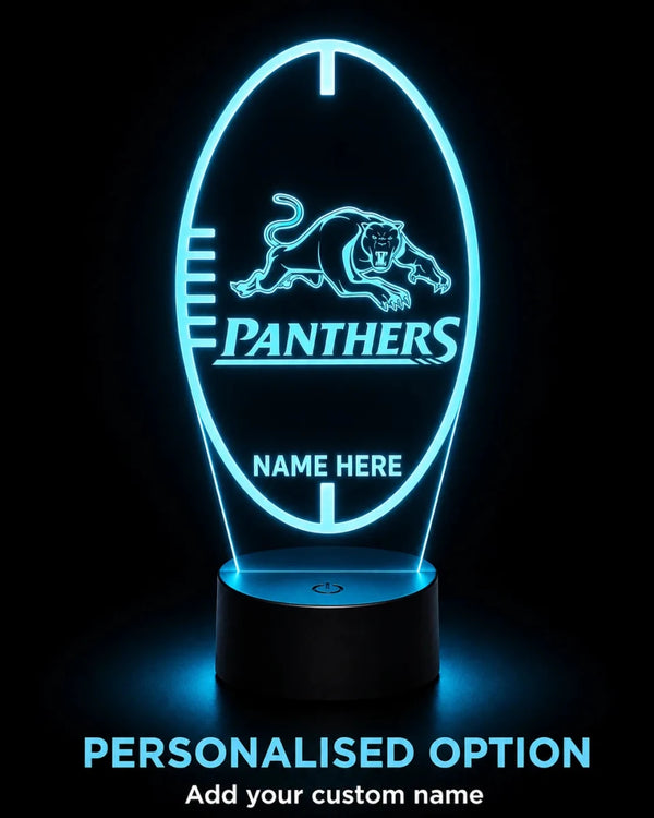 Penrith Panthers Ball Shaped Personalised 3D LED Night Light Lamp - KustomboxNight Lights & Ambient LightingKustomboxStandard SizeBlack 16 Colours + Remote