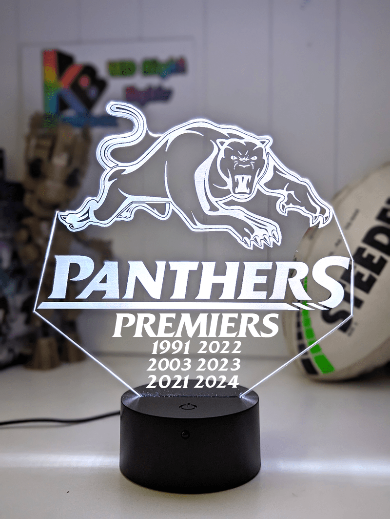 Penrith Panthers Rugby League 3D LED Night Light Custom Name Lamp 16 Colour Remote - KustomboxNight Lights & Ambient LightingKustomboxStandard Size
