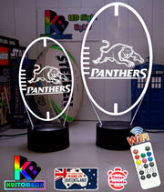 Personalised Penrith Panthers 3D LED night light glowing in 7 colours, perfect for kids or man caves, Ball shaped lamp