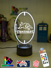Penrith Panthers logo 3D acrylic light with 16-colour remote, ideal NRL gift for bedroom or bar, ball shaped logo 