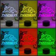  Penrith Panthers logo LED night light with engraved name option and remote colour control, black base collage colour choice