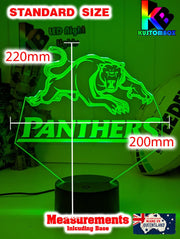  Personalised Penrith Panthers LED night light featuring team logo outline and custom engraving, standard small size lamp 