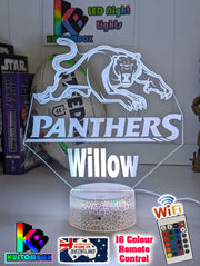 PENRITH PANTHERS Rugby League Football Club LED Night Light - KustomboxNight Lights & Ambient LightingKustomboxStandard Size