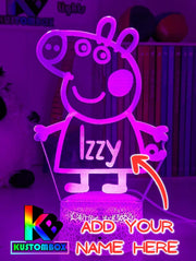 Peppa the Pig Personalised Name - 3D LED Night Light 7 Colours + Remote Control - KustomboxNight Lights & Ambient LightingKustomboxStandard