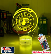 personalised Indiana Pacers 3D LED night light glowing in 7 colours, perfect for fans or kids’ rooms