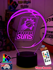Custom Phoenix Suns lamp with 7-colour glow, perfect basketball-themed gift