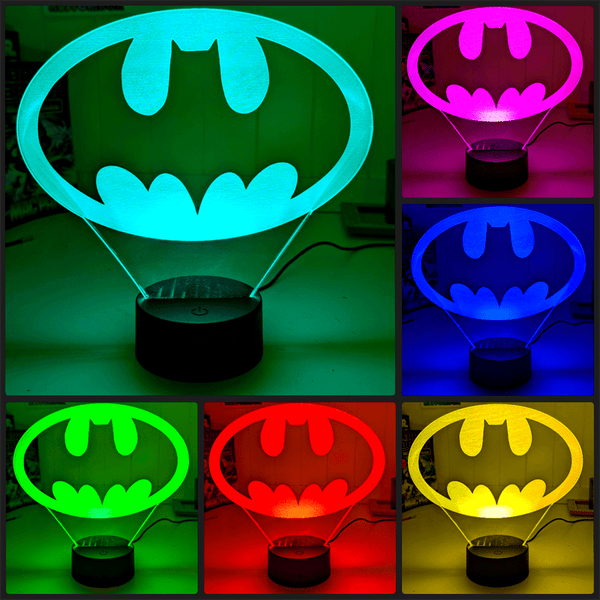 Personalised Batman Gotham Skylight Symbol 3D LED Night Light 16 Colours - KustomboxNight Lights & Ambient LightingKustomboxStandard Size - No Name