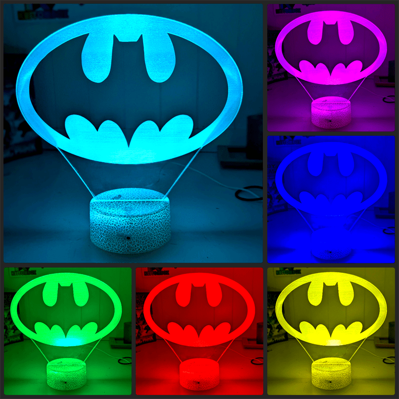 Personalised Batman Gotham Skylight Symbol 3D LED Night Light 16 Colours - KustomboxNight Lights & Ambient LightingKustomboxStandard Size - No Name