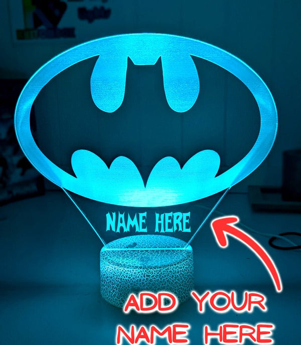 Personalised Batman Gotham Skylight Symbol 3D LED Night Light 16 Colours - KustomboxNight Lights & Ambient LightingKustomboxStandard Size - No Name