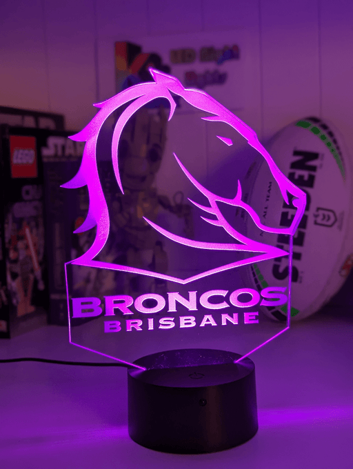 Personalised Brisbane Broncos 3D LED Night Light Logo Custom Name Lamp - KustomboxFootballKustomboxStandard Size