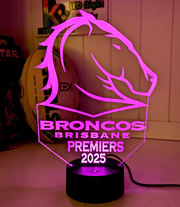 Personalised Brisbane Broncos 3D LED Night Light Logo Custom Name Lamp - KustomboxFootballKustomboxStandard Size