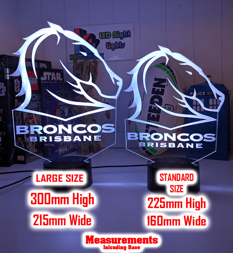 Personalised Brisbane Broncos 3D LED Night Light Logo Custom Name Lamp - KustomboxFootballKustomboxStandard Size