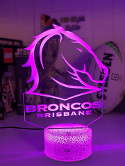 Personalised Brisbane Broncos 3D LED Night Light Logo Custom Name Lamp - KustomboxFootballKustomboxStandard Size