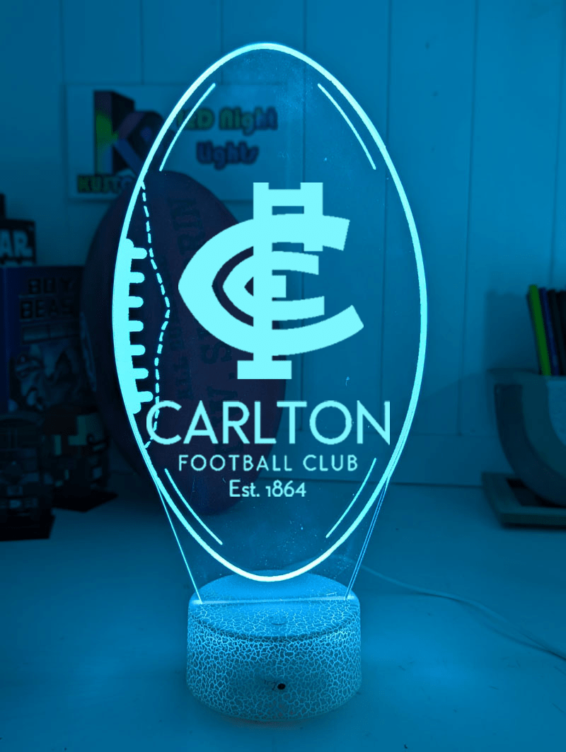 Personalised Carlton Blues Ball - Shaped 3D LED Night Light – AFL Lamp - KustomboxNight Lights & Ambient LightingKustomboxStandard Size - No Name