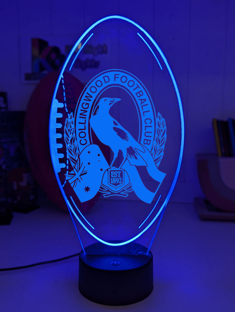 Personalised Collingwood Magpies Old Logo Ball - Shaped 3D LED Night Light AFL Lamp - KustomboxNight Lights & Ambient LightingKustomboxStandard Size