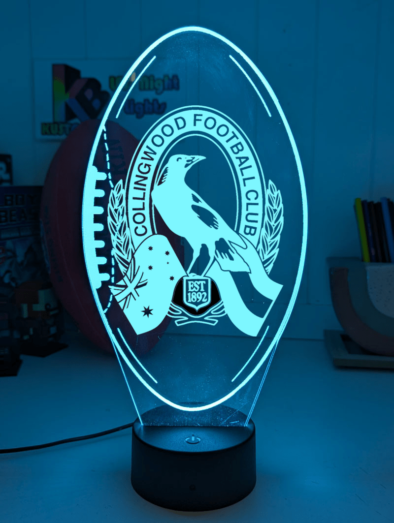 Personalised Collingwood Magpies Old Logo Ball - Shaped 3D LED Night Light AFL Lamp - KustomboxNight Lights & Ambient LightingKustomboxStandard Size