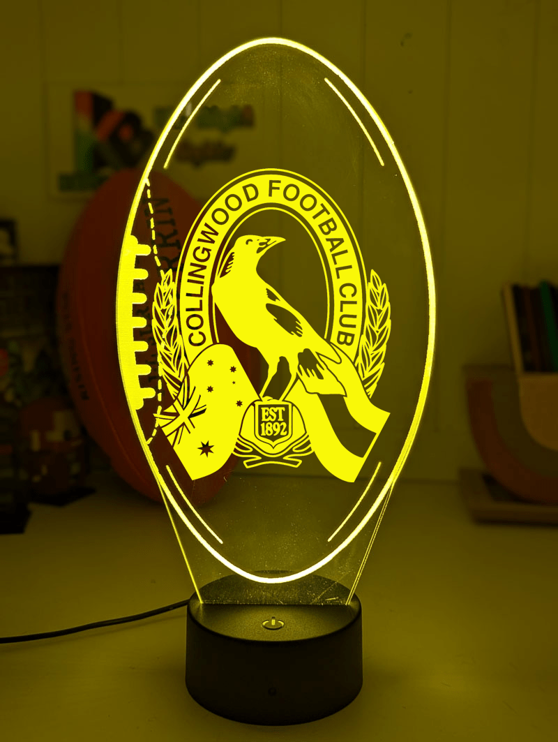 Personalised Collingwood Magpies Old Logo Ball - Shaped 3D LED Night Light AFL Lamp - KustomboxNight Lights & Ambient LightingKustomboxStandard Size