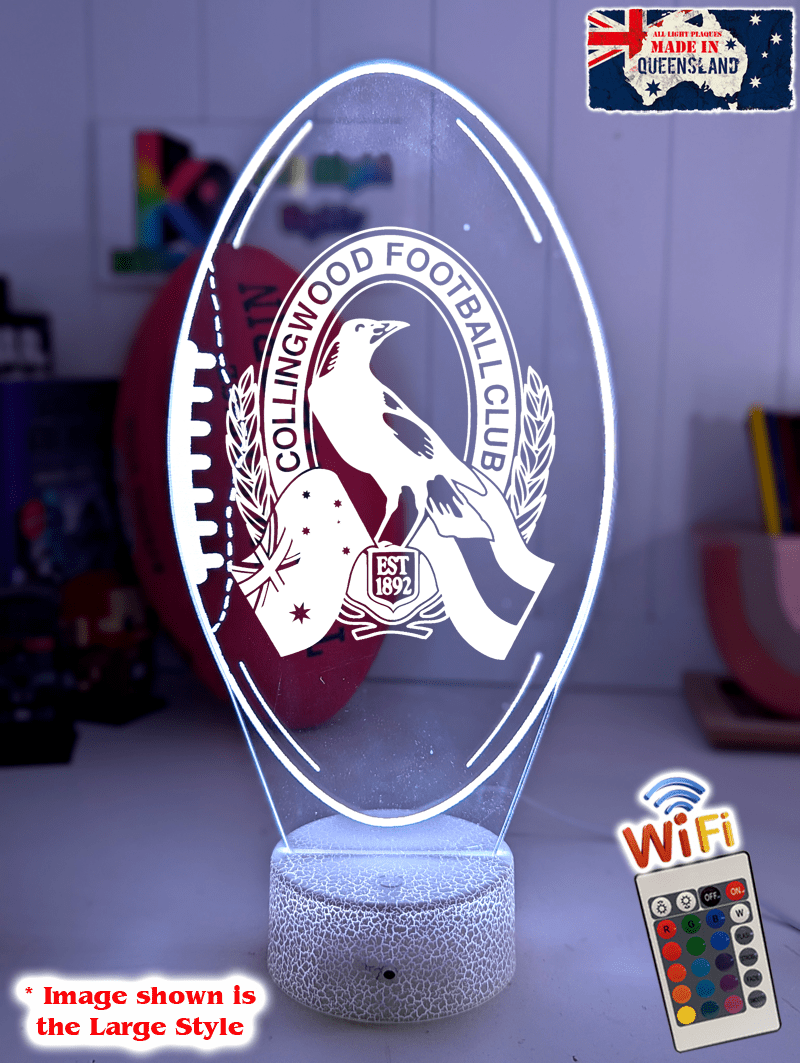 Personalised Collingwood Magpies Old Logo Ball - Shaped 3D LED Night Light AFL Lamp - KustomboxNight Lights & Ambient LightingKustomboxStandard Size