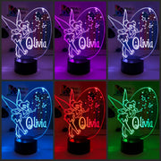 Personalised Fairy Tinker Bell 3D LED Night Light Lamp - KustomboxNight Lights & Ambient LightingKustomboxStandard Size - No NameWhite Crack Base