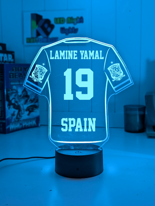 Personalised Football Soccer Jersey 3D LED Light Night 7 Colour Team Trophy Lamp - KustomboxNight Lights & Ambient LightingKustomboxStandard Size - Name Option
