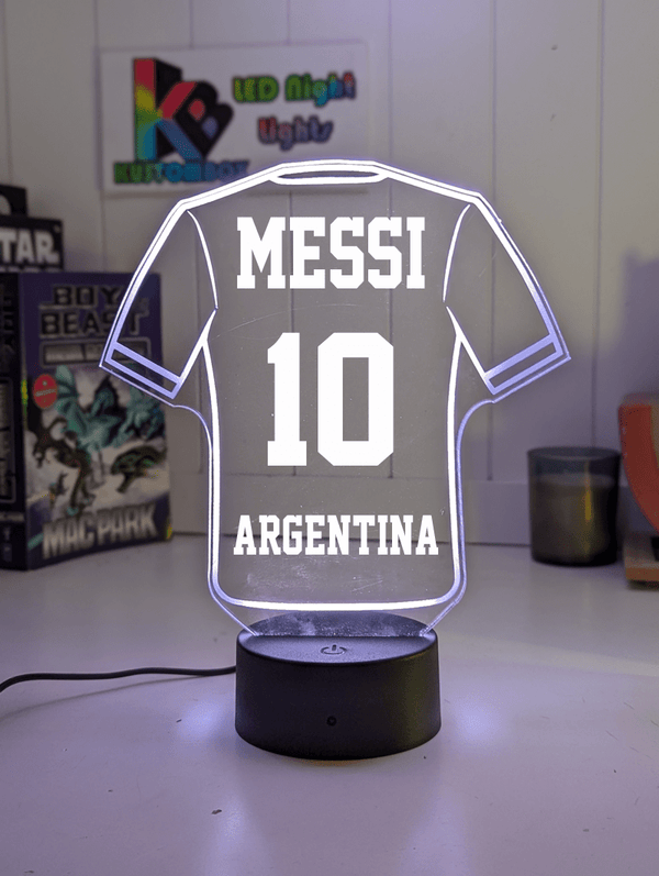 Personalised Football Soccer Jersey 3D LED Light Night 7 Colour Team Trophy Lamp - KustomboxNight Lights & Ambient LightingKustomboxStandard Size - Name Option