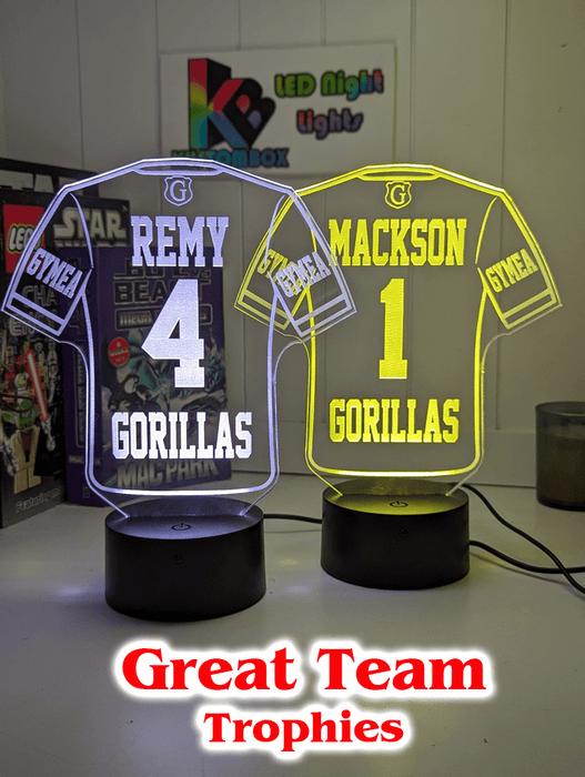 Personalised Football Soccer Jersey 3D LED Light Night 7 Colour Team Trophy Lamp - KustomboxNight Lights & Ambient LightingKustomboxStandard Size - Name Option