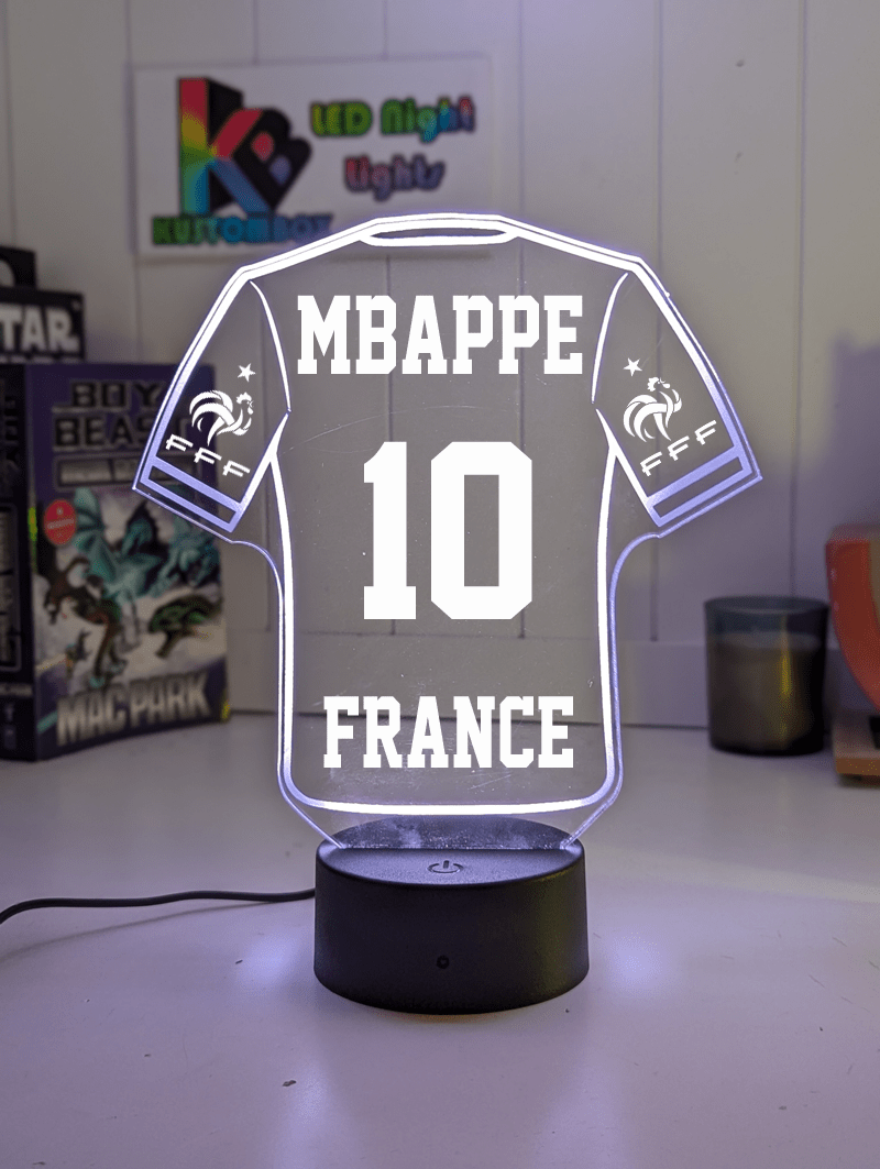 Personalised Football Soccer Jersey 3D LED Light Night 7 Colour Team Trophy Lamp - KustomboxNight Lights & Ambient LightingKustomboxStandard Size - Name Option