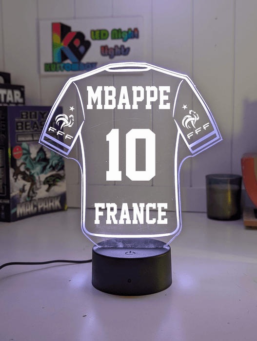 Personalised Football Soccer Jersey 3D LED Light Night 7 Colour Team Trophy Lamp - KustomboxNight Lights & Ambient LightingKustomboxStandard Size - Name Option