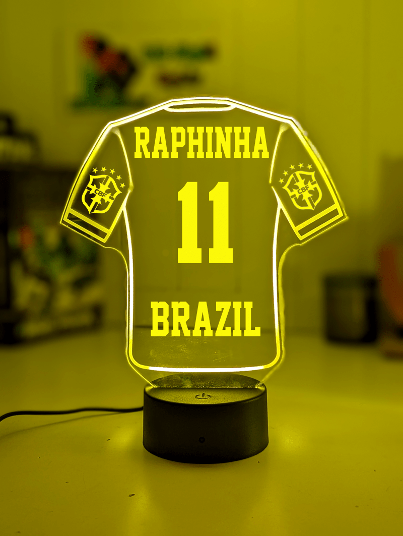 Personalised Football Soccer Jersey 3D LED Light Night 7 Colour Team Trophy Lamp - KustomboxNight Lights & Ambient LightingKustomboxStandard Size - Name Option
