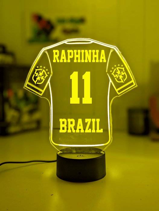 Personalised Football Soccer Jersey 3D LED Light Night 7 Colour Team Trophy Lamp - KustomboxNight Lights & Ambient LightingKustomboxStandard Size - Name Option