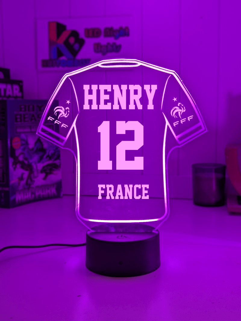 Personalised Football Soccer Jersey 3D LED Light Night 7 Colour Team Trophy Lamp - KustomboxNight Lights & Ambient LightingKustomboxStandard Size - Name Option