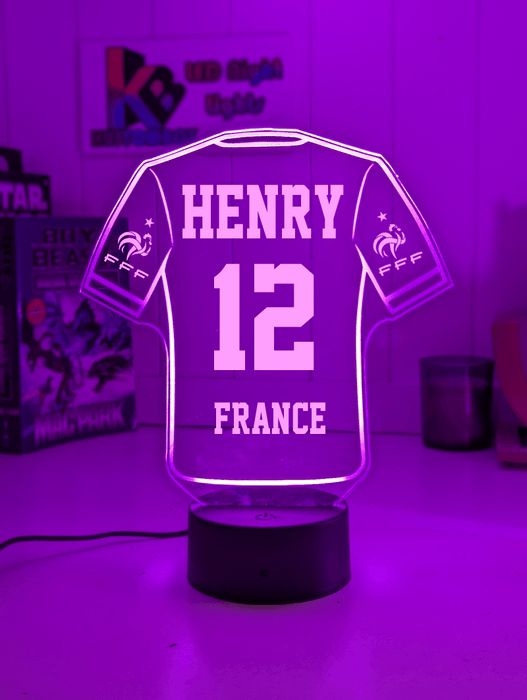 Personalised Football Soccer Jersey 3D LED Light Night 7 Colour Team Trophy Lamp - KustomboxNight Lights & Ambient LightingKustomboxStandard Size - Name Option