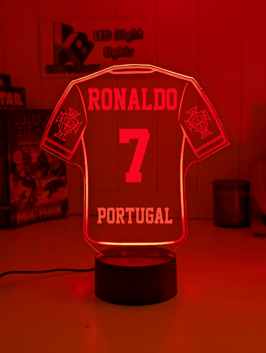 Personalised Football Soccer Jersey 3D LED Light Night 7 Colour Team Trophy Lamp - KustomboxNight Lights & Ambient LightingKustomboxStandard Size - Name Option