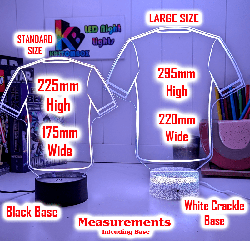 Personalised Football Soccer Jersey 3D LED Light Night 7 Colour Team Trophy Lamp - KustomboxNight Lights & Ambient LightingKustomboxStandard Size - Name Option