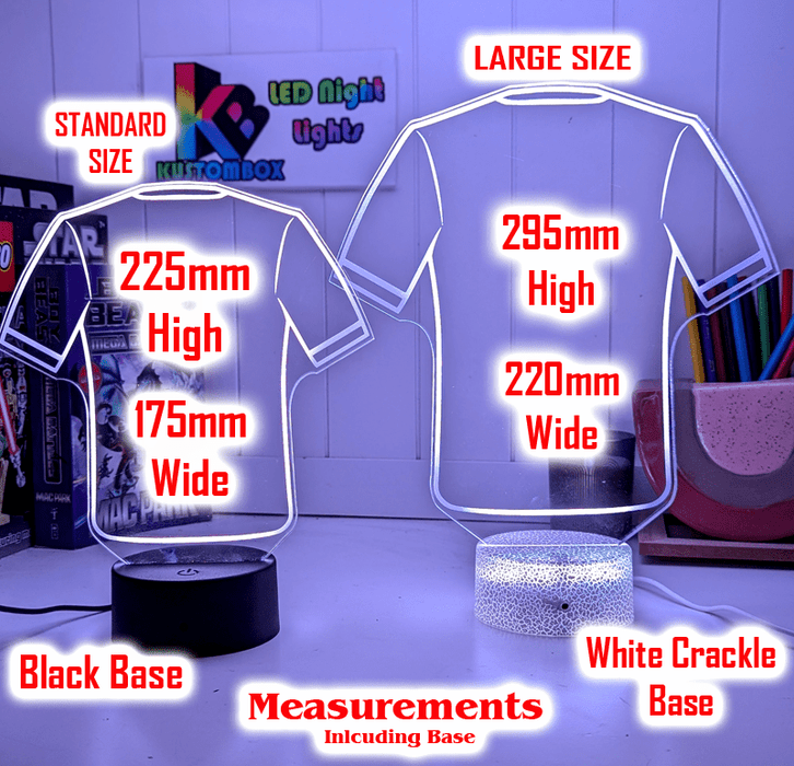 Personalised Football Soccer Jersey 3D LED Light Night 7 Colour Team Trophy Lamp - KustomboxNight Lights & Ambient LightingKustomboxStandard Size - Name Option