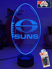 Personalised Gold Coast Suns Ball - Shaped 3D LED Night Light AFL Themed Lamp - KustomboxNight Lights & Ambient LightingKustomboxStandard Size
