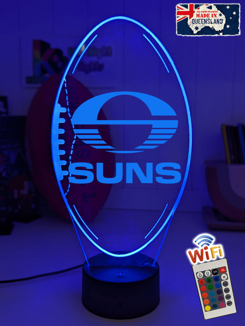 Personalised Gold Coast Suns Ball - Shaped 3D LED Night Light AFL Themed Lamp - KustomboxNight Lights & Ambient LightingKustomboxStandard Size