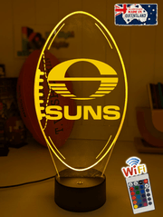 Personalised Gold Coast Suns Ball - Shaped 3D LED Night Light AFL Themed Lamp - KustomboxNight Lights & Ambient LightingKustomboxStandard Size