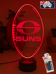 Personalised Gold Coast Suns Ball - Shaped 3D LED Night Light AFL Themed Lamp - KustomboxNight Lights & Ambient LightingKustomboxStandard Size