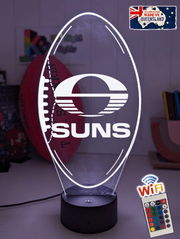 Personalised Gold Coast Suns Ball - Shaped 3D LED Night Light AFL Themed Lamp - KustomboxNight Lights & Ambient LightingKustomboxStandard Size